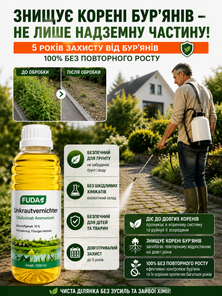 Знищує бур’яни до самого кореня — чиста ділянка надовго