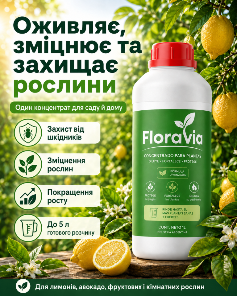FloraVia — комплексний догляд, зміцнення та захист рослин в одному концентраті